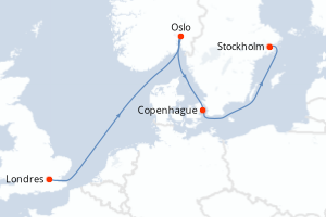 carte itinéraire croisière Europe du Nord 9 jours au départ du port de Londres