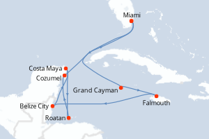 carte itinéraire croisière Caraïbes Bahamas 10 jours au départ du port de Miami
