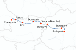 carte itinéraire croisière Danube 7 jours au départ du port de Passau