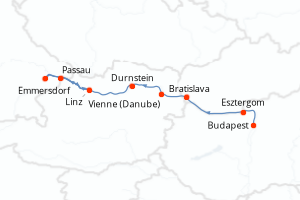 carte itinéraire croisière Danube 7 jours au départ du port de Budapest