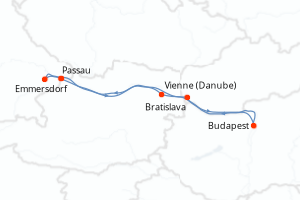 carte itinéraire croisière Danube 6 jours au départ du port de Passau