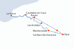 Carte de l'itinéraire de croisière Paris-Paris d'une durée de 7 jours