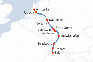 carte itinéraire croisière Europe du Nord 7 jours au départ du port de Amsterdam