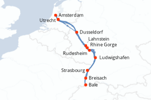 carte itinéraire croisière Europe du Nord 7 jours au départ du port de Bale