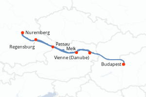 carte itinéraire croisière Danube 7 jours au départ du port de Budapest