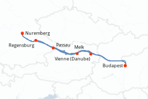 Carte de l'itinéraire de croisière Nuremberg-Nuremberg d'une durée de 7 jours