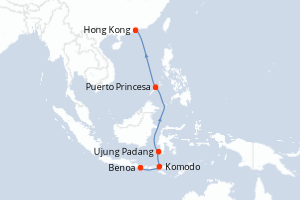 carte itinéraire croisière Asie 10 jours au départ du port de Benoa