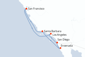 carte itinéraire croisière Amérique du Nord 7 jours au départ du port de San Francisco