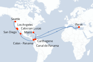 carte itinéraire croisière Alaska 18 jours au départ du port de Miami