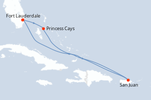 carte itinéraire croisière Caraïbes Bahamas 7 jours au départ du port de Fort Lauderdale