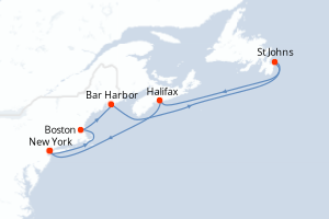 carte itinéraire croisière Amérique du Nord 7 jours au départ du port de New York