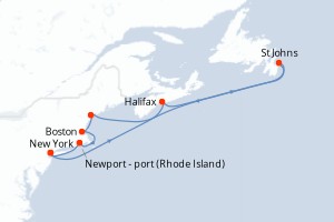 carte itinéraire croisière Amérique du Nord 7 jours au départ du port de New York