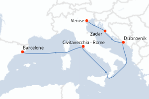 carte itinéraire croisière Adriatique 6 jours au départ du port de Venise