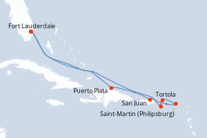 carte itinéraire croisière Caraïbes Bahamas 9 jours au départ du port de Fort Lauderdale