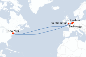 Carte de l'itinéraire de croisière New York-New York d'une durée de 19 jours