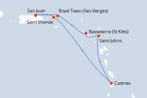carte itinéraire croisière Caraïbes Bahamas 7 jours au départ du port de San Juan