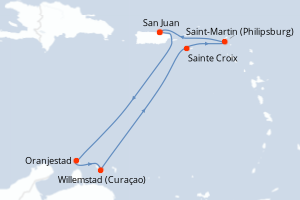 carte itinéraire croisière Caraïbes Bahamas 7 jours au départ du port de San Juan