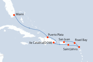 carte itinéraire croisière Caraïbes Bahamas 7 jours au départ du port de San Juan