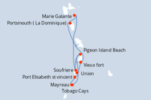 Carte de l'itinéraire de croisière Vieux fort-Vieux fort d'une durée de 8 jours