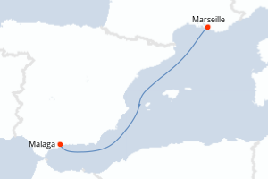 carte itinéraire croisière Méditerranée 2 jours au départ du port de Marseille
