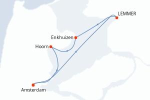 Carte de l'itinéraire de croisière Amsterdam-Amsterdam d'une durée de 5 jours