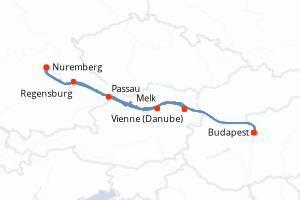 carte itinéraire croisière Danube 7 jours au départ du port de Budapest