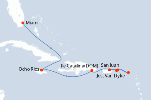 carte itinéraire croisière Caraïbes Bahamas 8 jours au départ du port de Miami