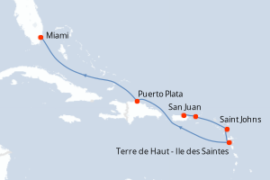 carte itinéraire croisière Caraïbes Bahamas 7 jours au départ du port de San Juan