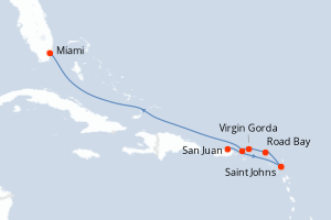 carte itinéraire croisière Caraïbes Bahamas 7 jours au départ du port de San Juan