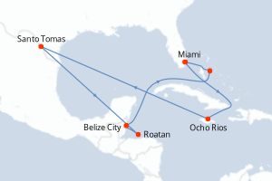carte itinéraire croisière Caraïbes Bahamas 9 jours au départ du port de Miami