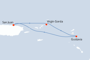Carte de l'itinéraire de croisière San Juan-San Juan d'une durée de 3 jours