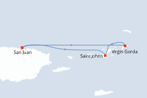 Carte de l'itinéraire de croisière San Juan-San Juan d'une durée de 3 jours