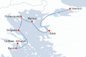carte itinéraire croisière Méditerranée 7 jours au départ du port de Istanbul