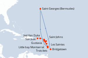 carte itinéraire croisière Caraïbes Bahamas 10 jours au départ du port de San Juan
