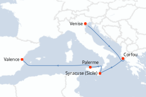 carte itinéraire croisière Adriatique 7 jours au départ du port de Venise