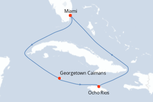 carte itinéraire croisière Caraïbes Bahamas 5 jours au départ du port de Miami