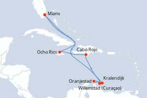 carte itinéraire croisière Caraïbes Bahamas 10 jours au départ du port de Miami
