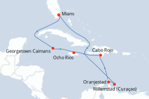 carte itinéraire croisière Caraïbes Bahamas 10 jours au départ du port de Miami