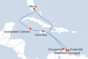 carte itinéraire croisière Caraïbes Bahamas 10 jours au départ du port de Miami