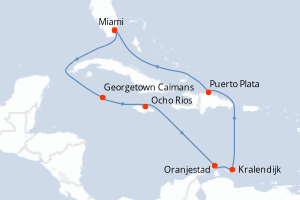 carte itinéraire croisière Caraïbes Bahamas 10 jours au départ du port de Miami