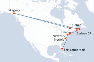 carte itinéraire croisière Caraïbes Bahamas 14 jours au départ du port de Quebec