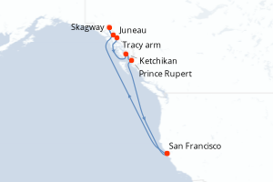 carte itinéraire croisière Amérique du Nord 10 jours au départ du port de San Francisco