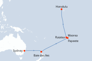 carte itinéraire croisière Hawaii 17 jours au départ du port de Sydney
