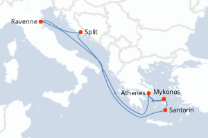 Carte de l'itinéraire de croisière Ravenne-Ravenne d'une durée de 7 jours