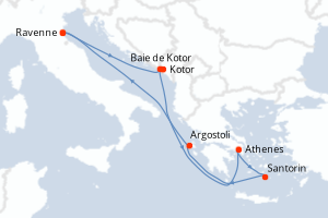 Carte de l'itinéraire de croisière Ravenne-Ravenne d'une durée de 7 jours