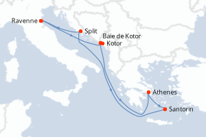 carte itinéraire croisière Adriatique 7 jours au départ du port de Ravenne