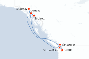 Carte de l'itinéraire de croisière Seattle-Vancouver d'une durée de 7 jours
