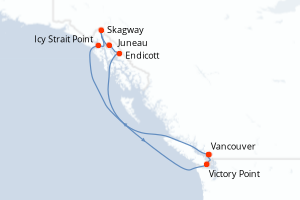 carte itinéraire croisière Alaska 7 jours au départ du port de Vancouver