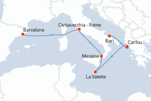 carte itinéraire croisière Adriatique 7 jours au départ du port de Bari
