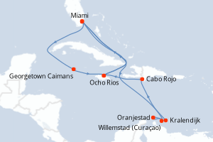 carte itinéraire croisière Caraïbes Bahamas 15 jours au départ du port de Miami